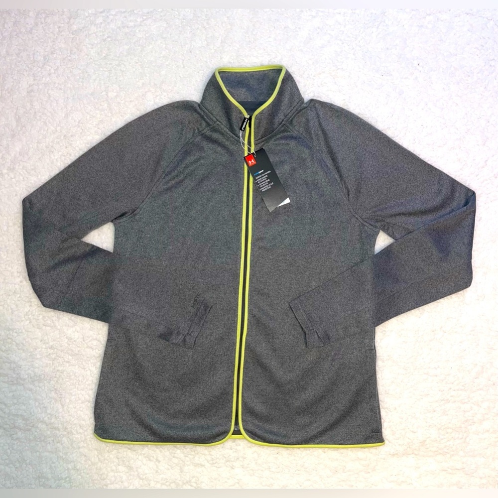 NWT - Under Armour Coldgear Grey Full Zip Fleece Golf Jacket Women's Size Large